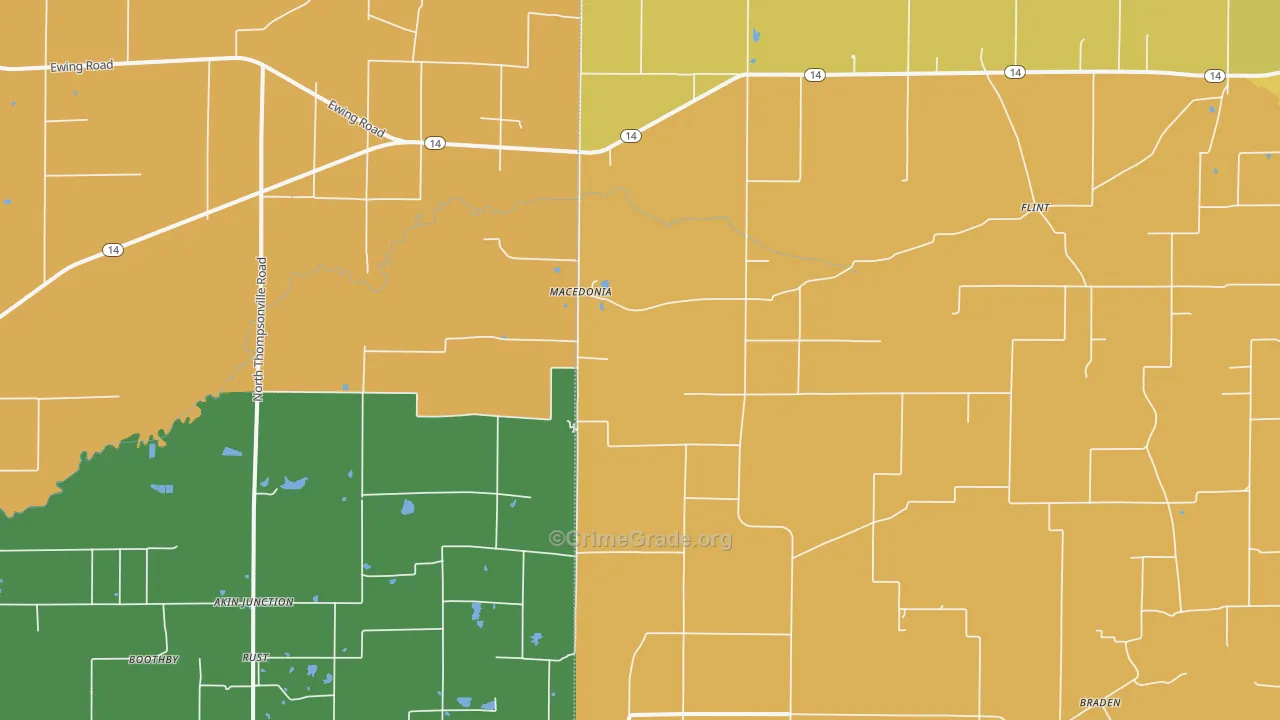 Macedonia, IL Map of Murder Rates