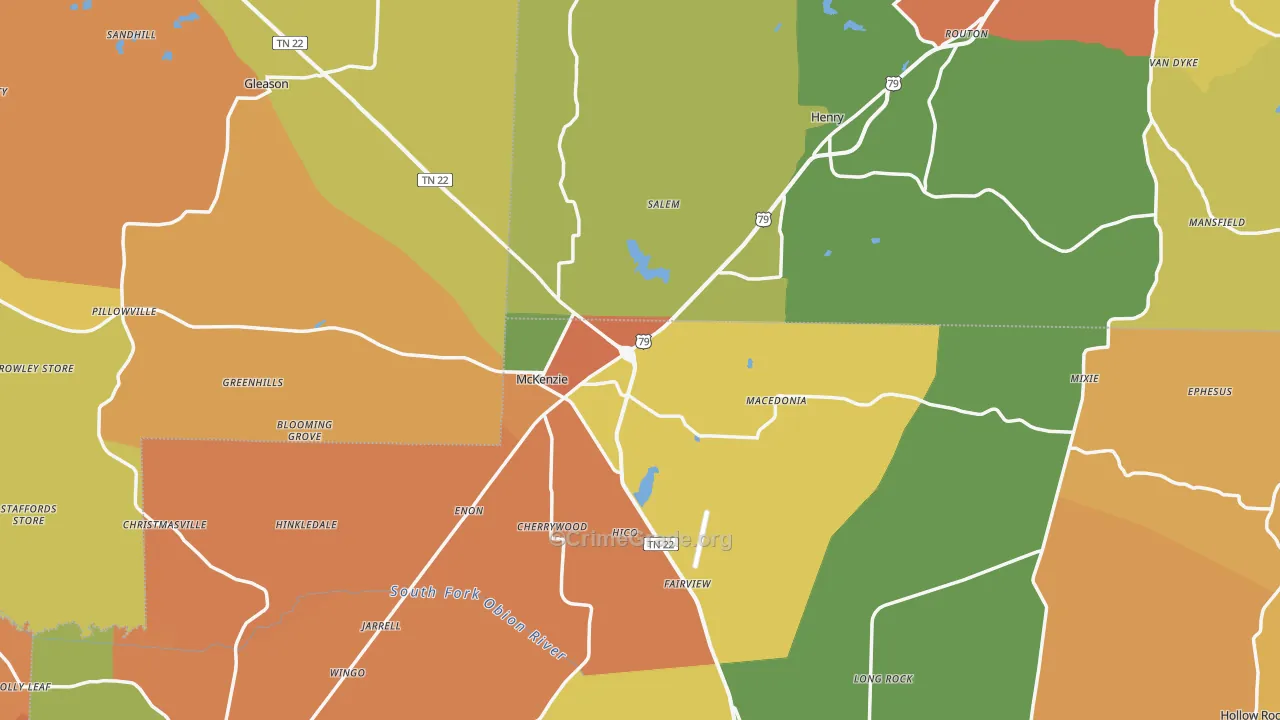Macedonia, TN Map of Murder Rates