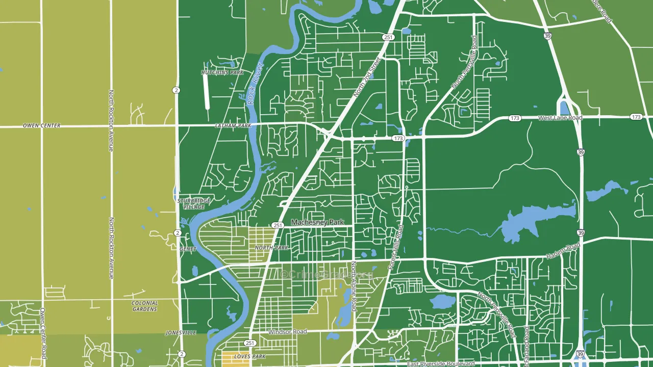 Machesney Park, IL Map of Murder Rates