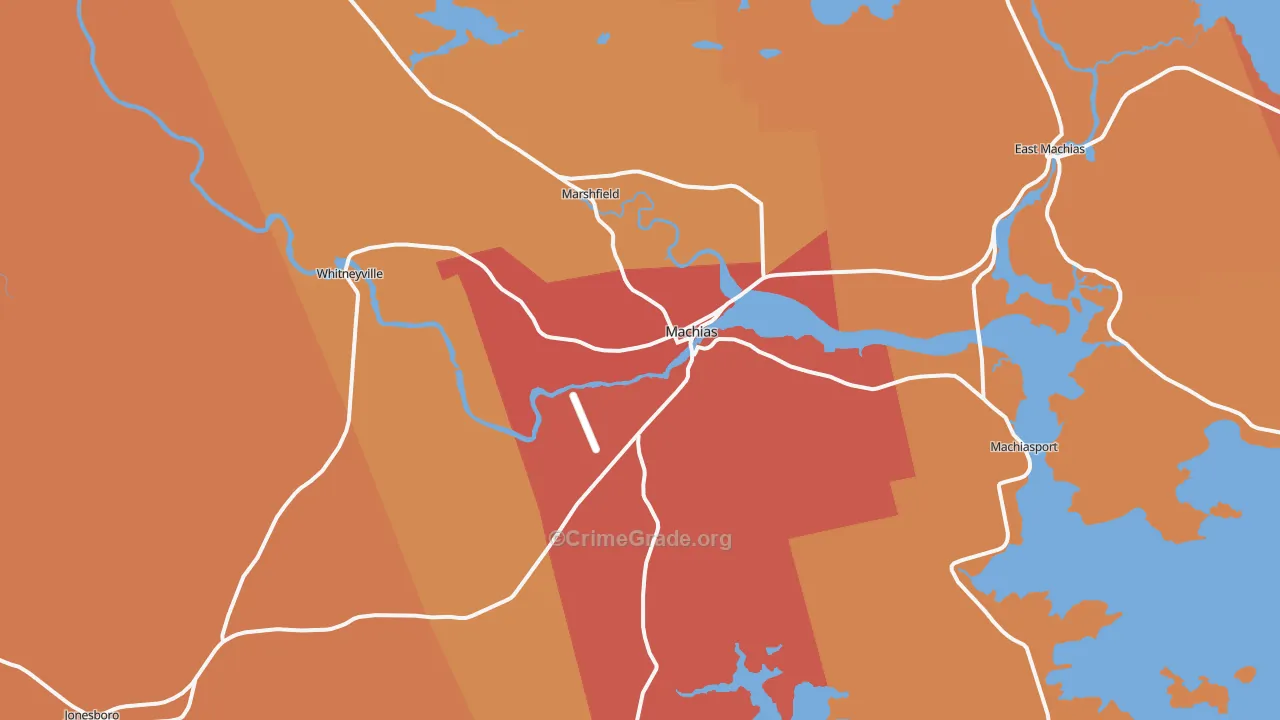 Machias, ME Map of Murder Rates