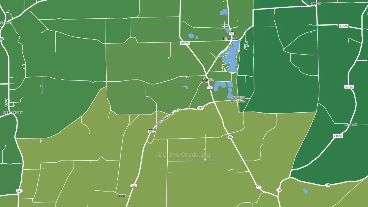 Machias, NY Map of Murder Rates