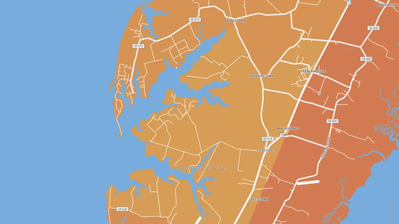 Machipongo, VA Map of Murder Rates