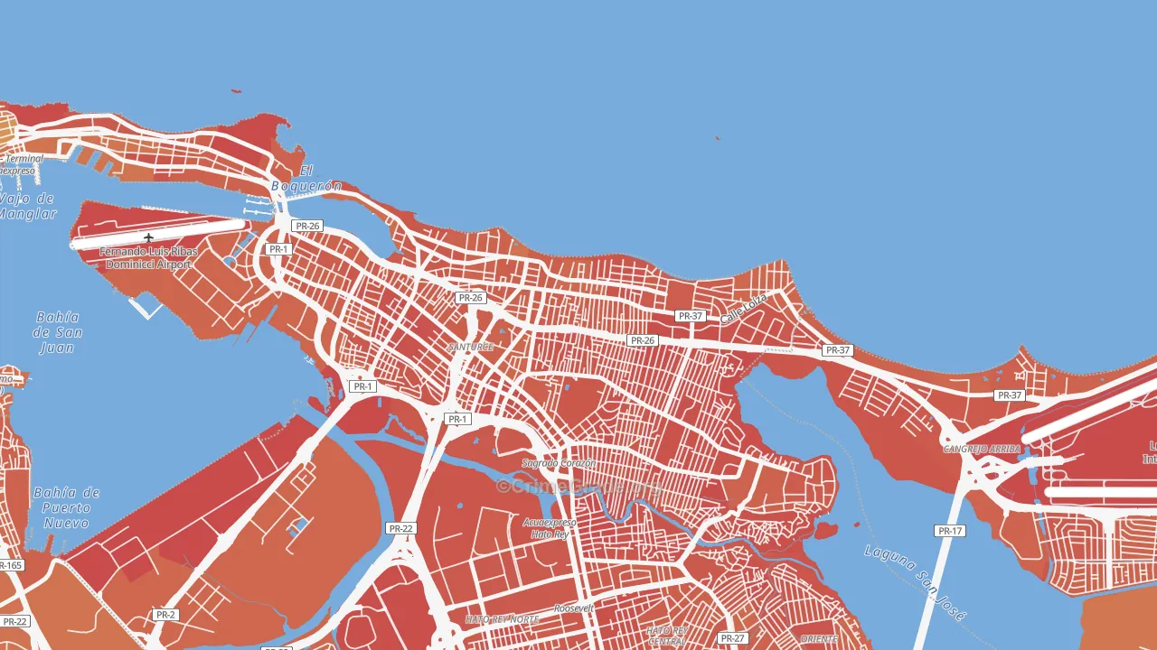 Machuchal, San Juan, PR Map of Murder Rates