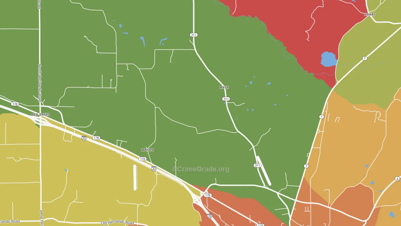 Mack, MS Map of Murder Rates