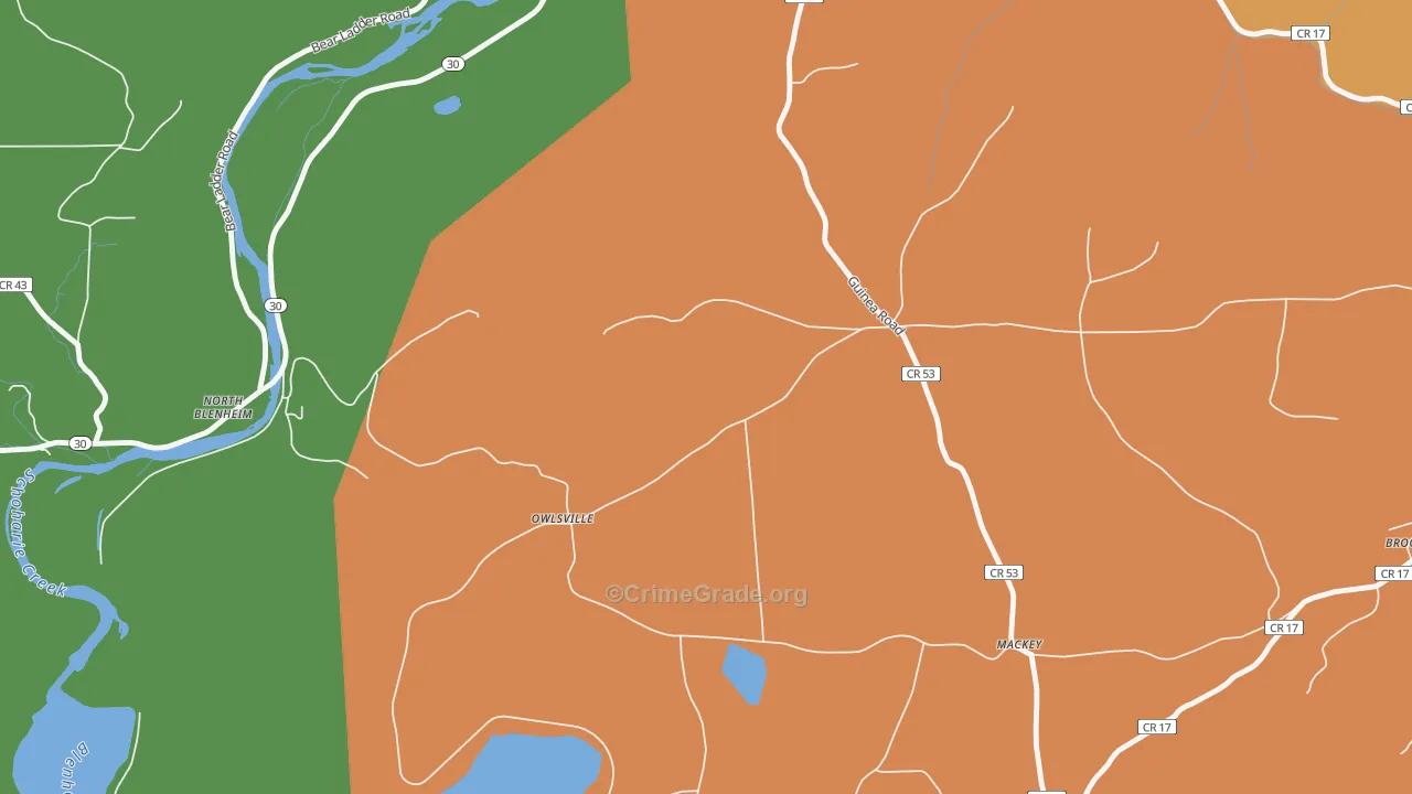 Mackey, NY Map of Murder Rates