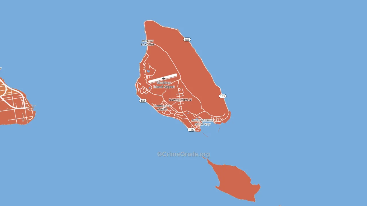 Mackinac Island, MI Map of Murder Rates