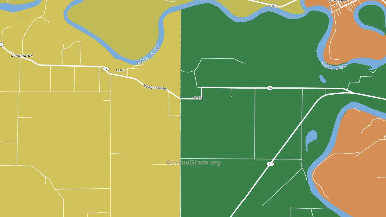 Macks, AR Map of Murder Rates