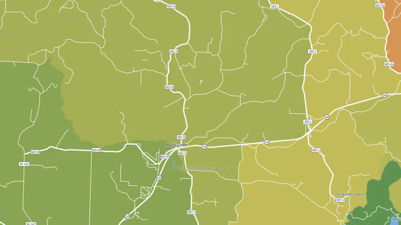 Macks Creek, MO Map of Murder Rates