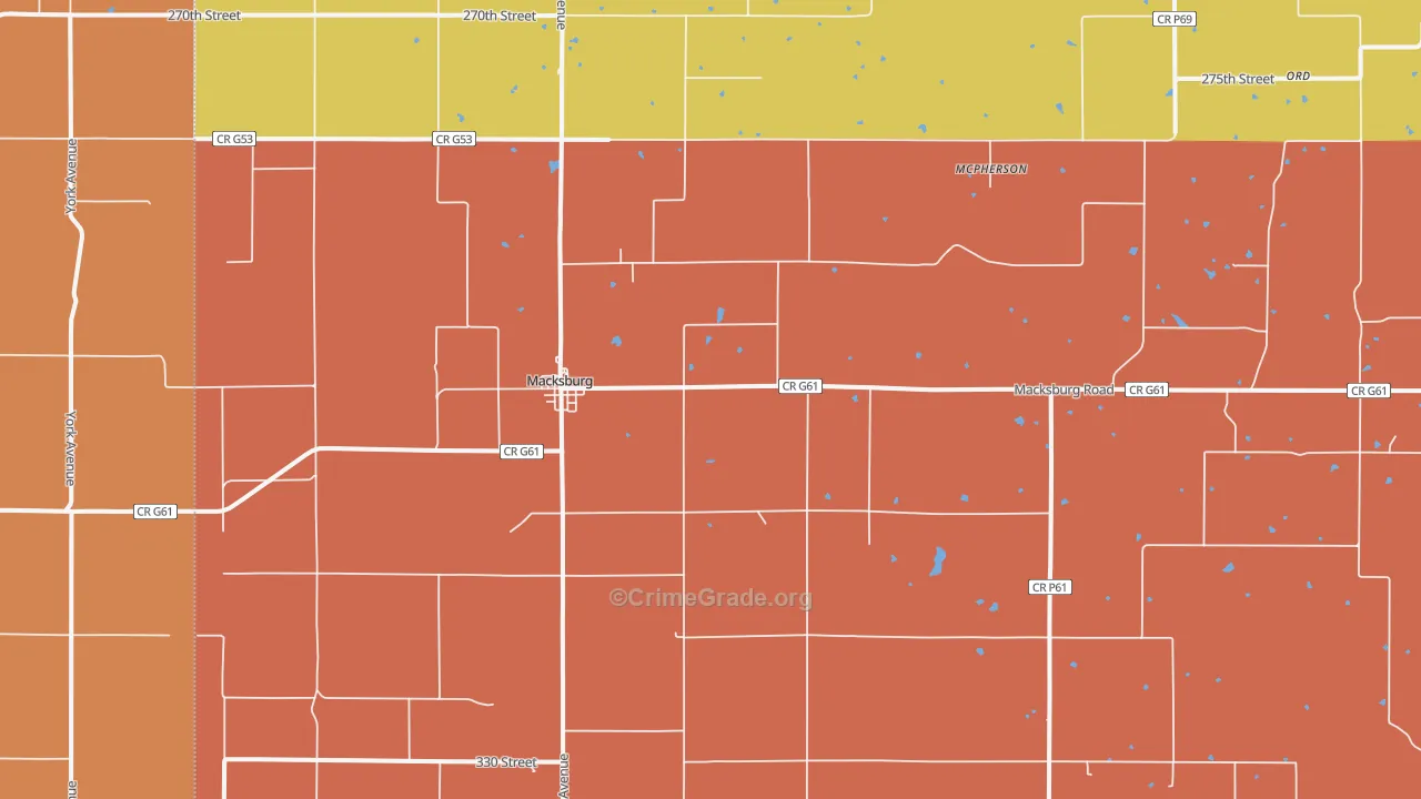 Macksburg, IA Map of Murder Rates