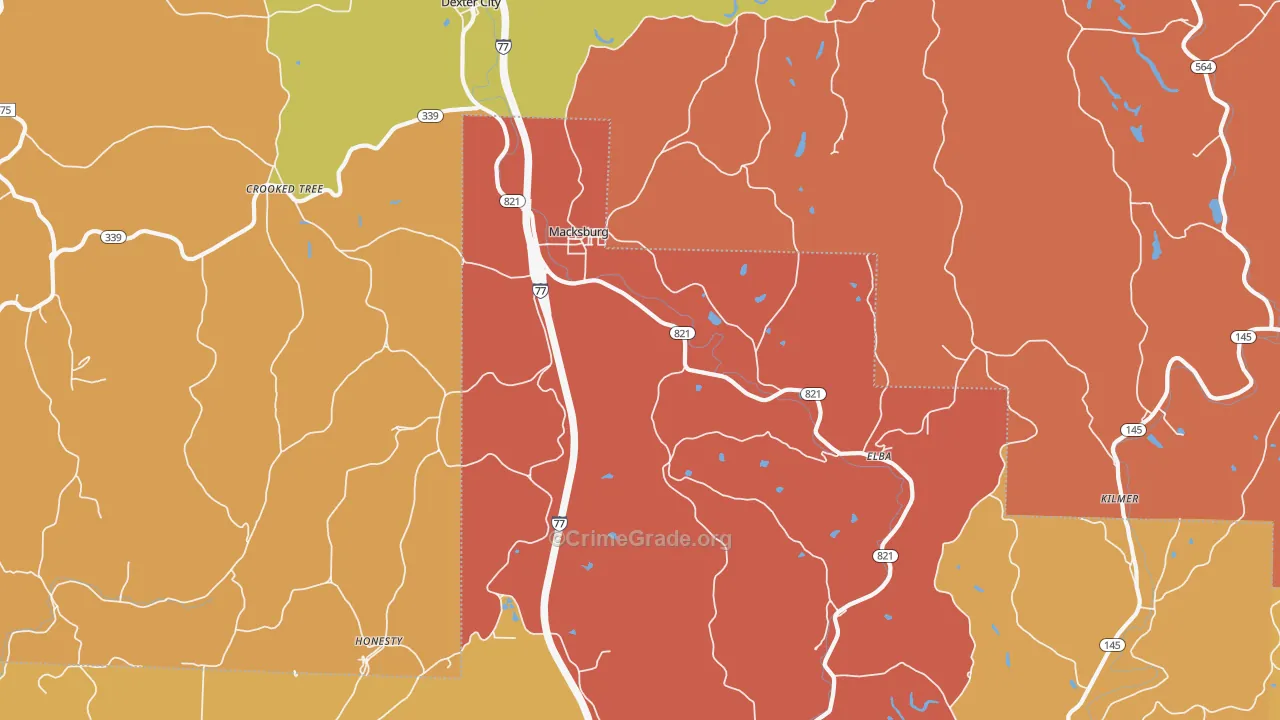 Macksburg, OH Map of Murder Rates