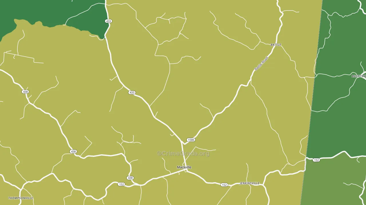 Mackville, KY Map of Murder Rates