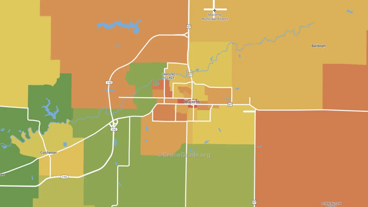 Macomb, IL Map of Murder Rates