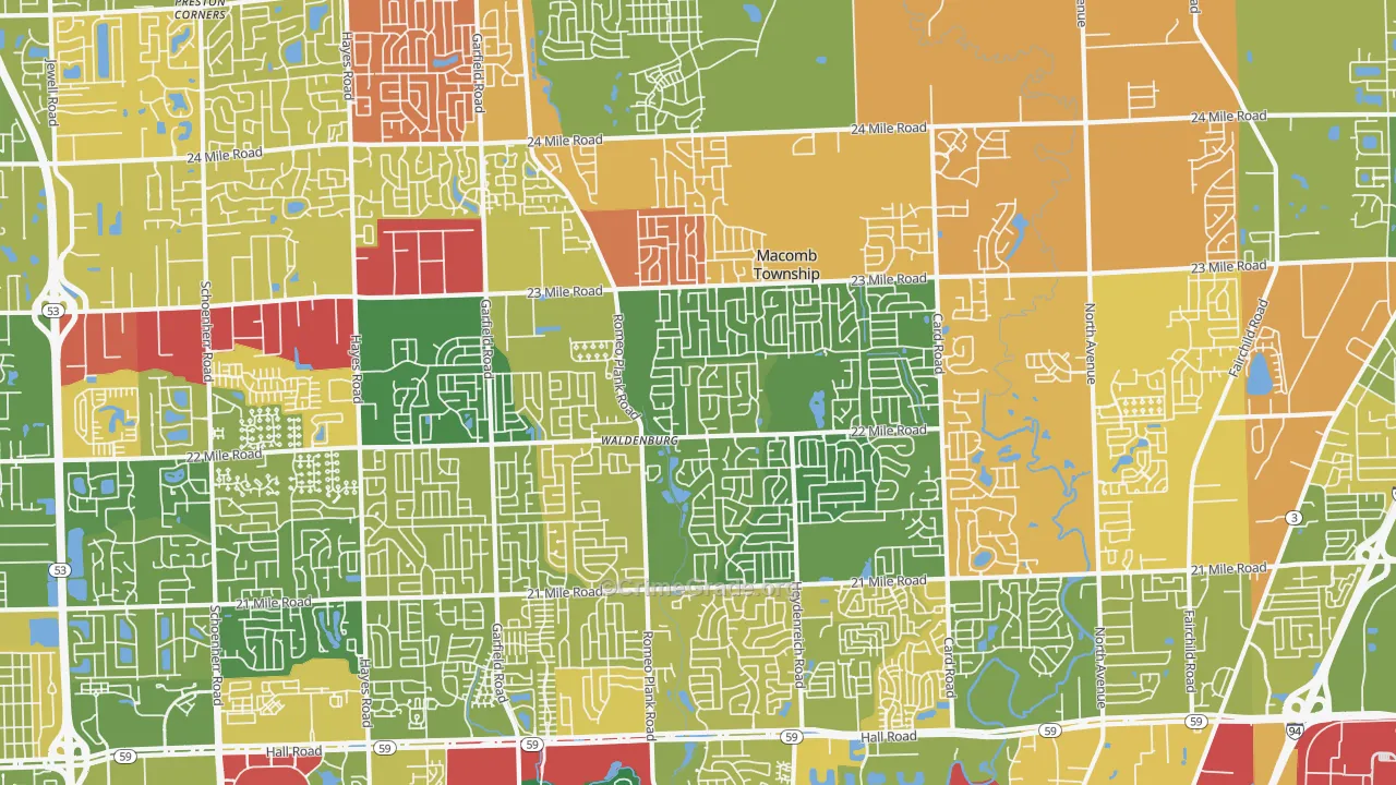 Macomb, MI Map of Murder Rates