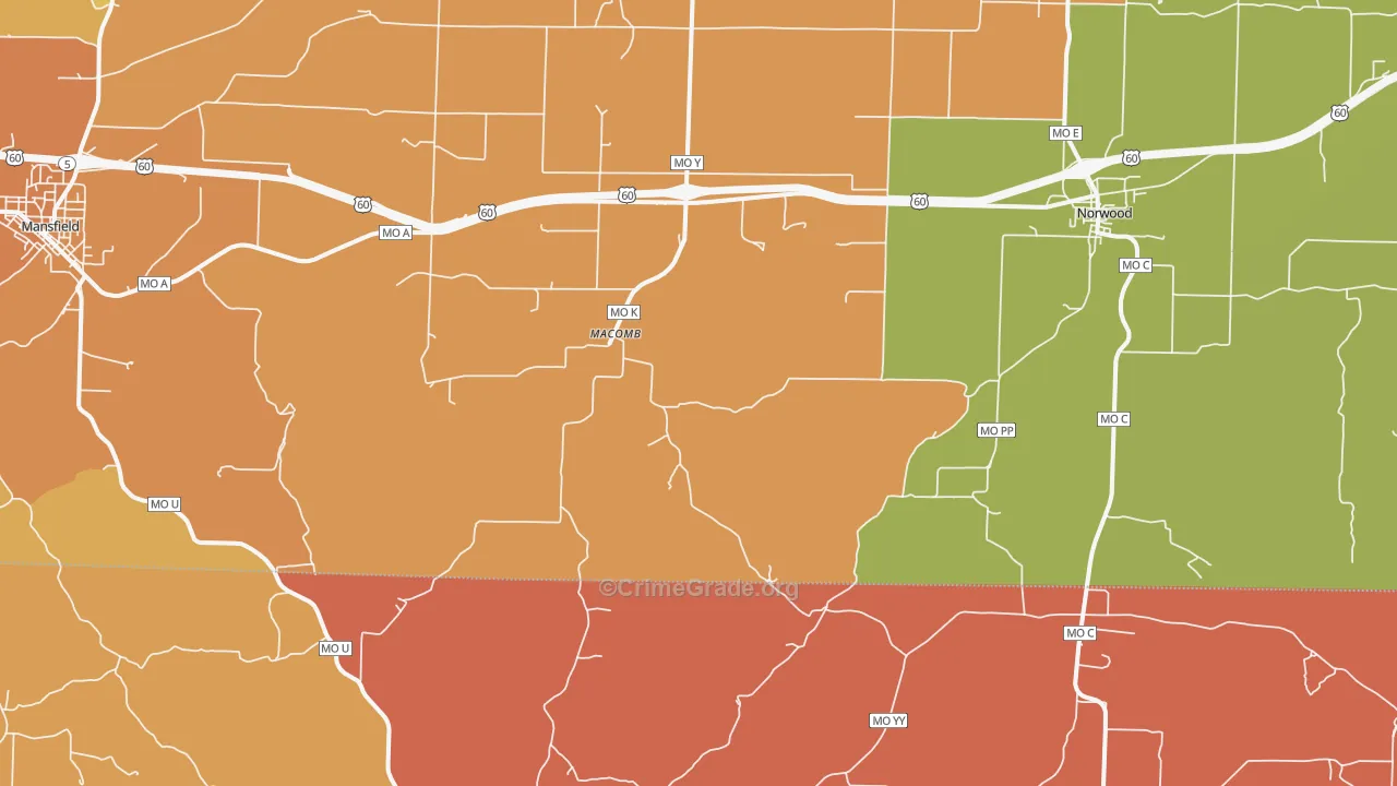 Macomb, MO Map of Murder Rates