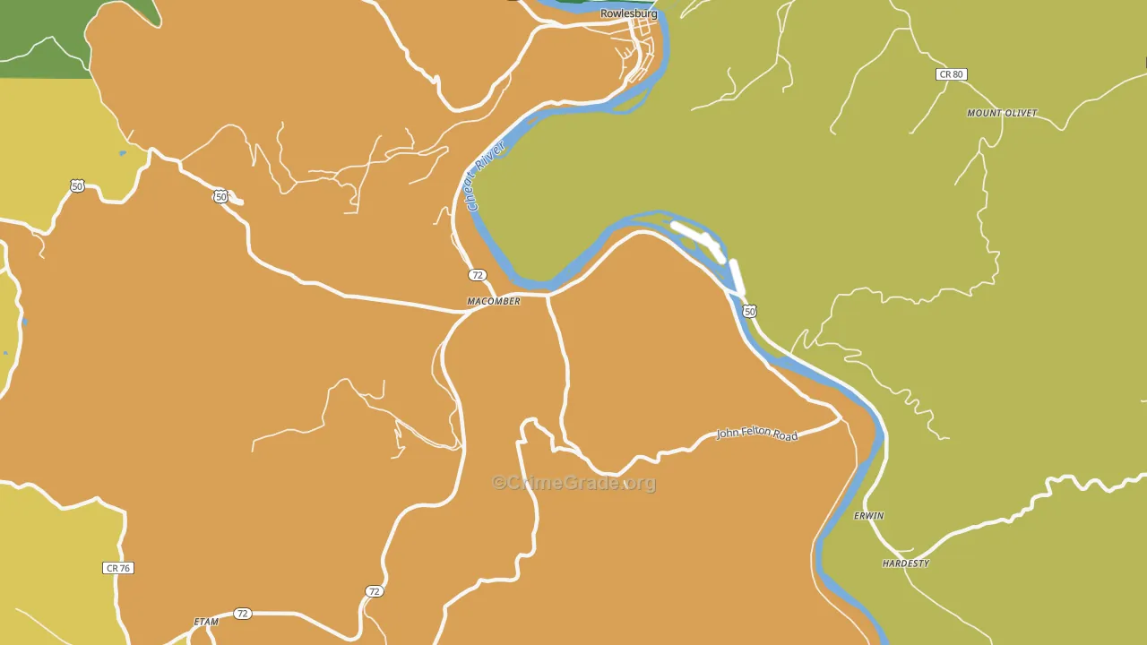 Macomber, WV Map of Murder Rates