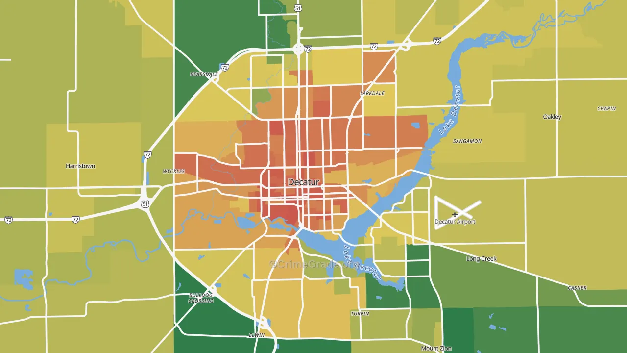 Macon County, IL Map of Murder Rates