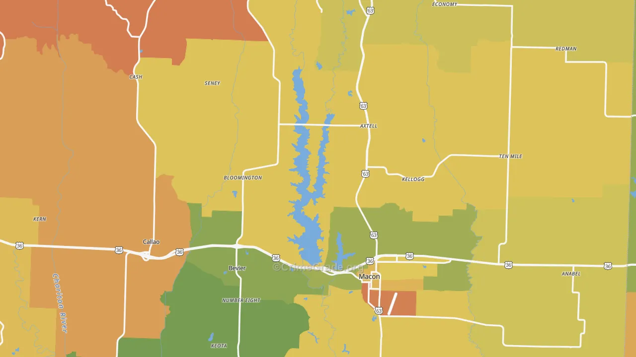 Macon County, MO Map of Murder Rates