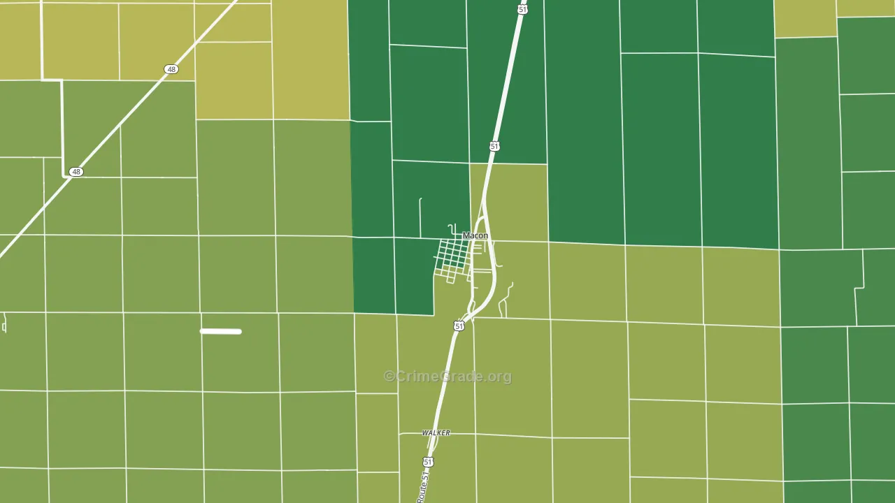 Macon, IL Map of Murder Rates