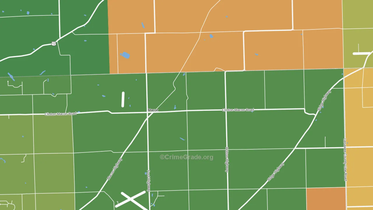 Macon, MI Map of Murder Rates