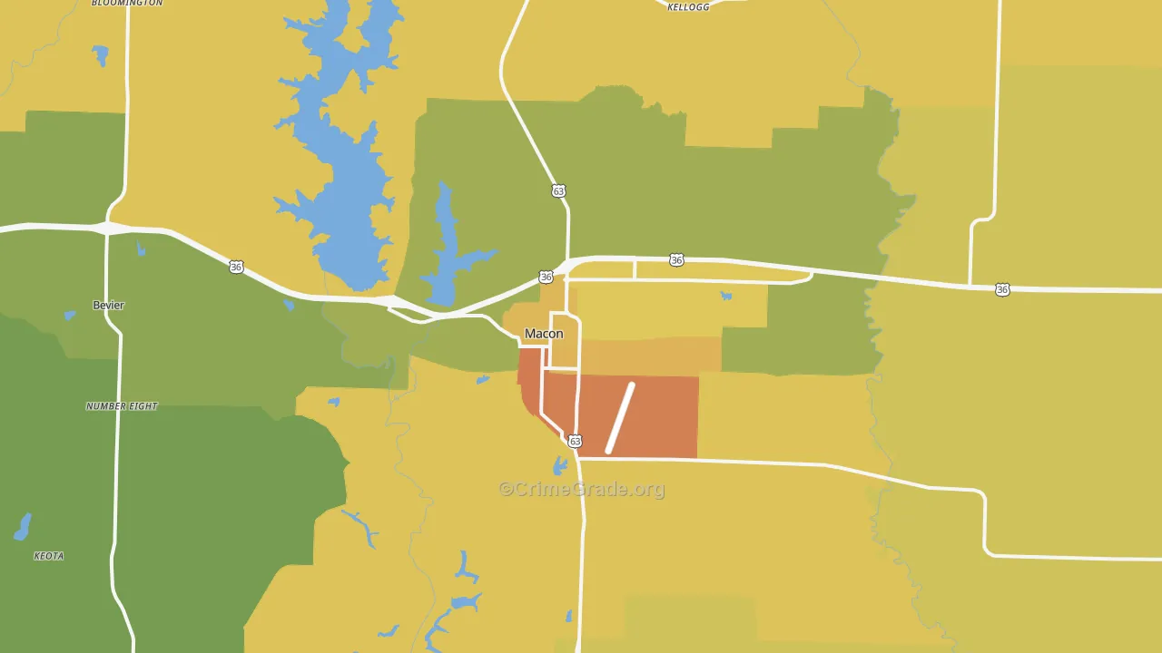 Macon, MO Map of Murder Rates