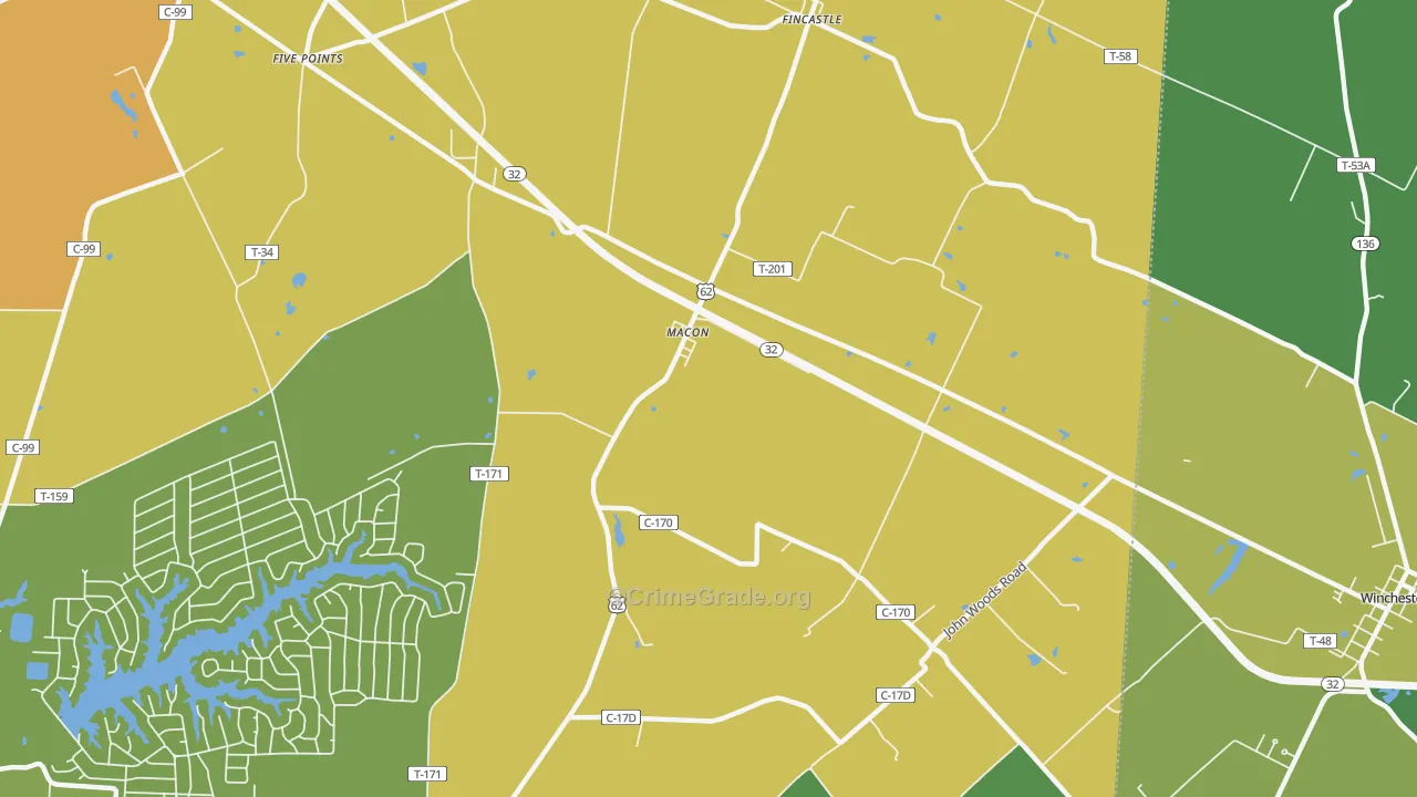Macon, OH Map of Murder Rates