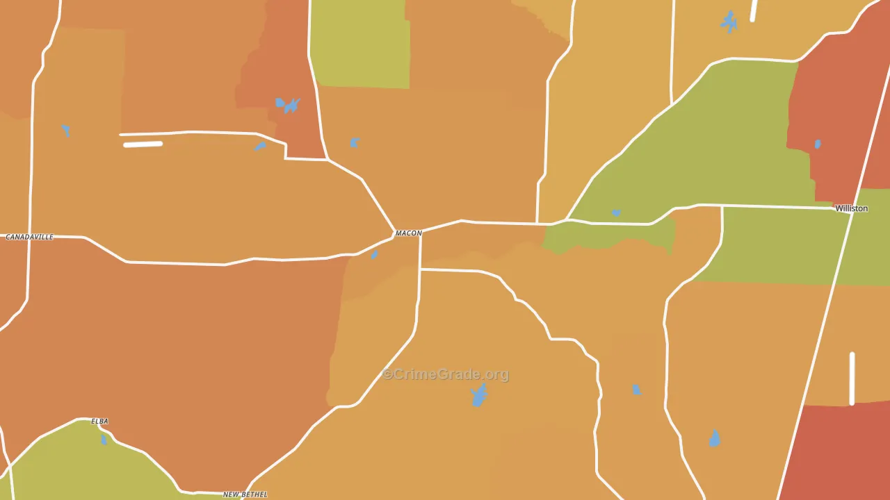 Macon, TN Map of Murder Rates