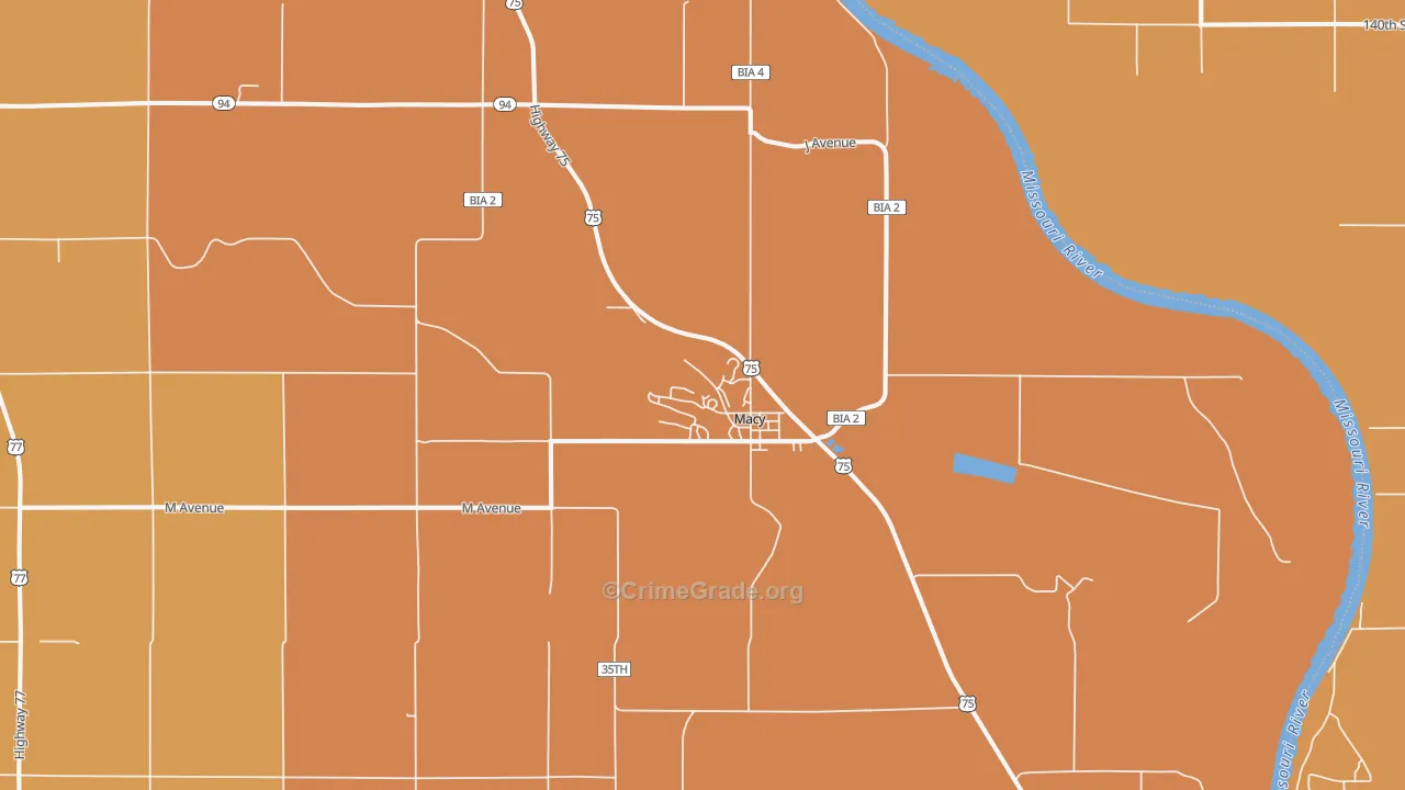 Macy, NE Map of Murder Rates