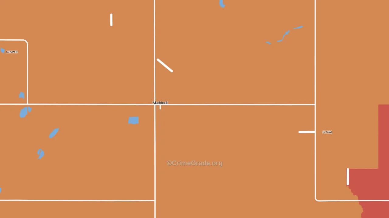 Maddock, ND Map of Murder Rates