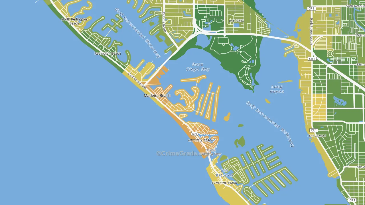 Madeira Beach, FL Map of Murder Rates