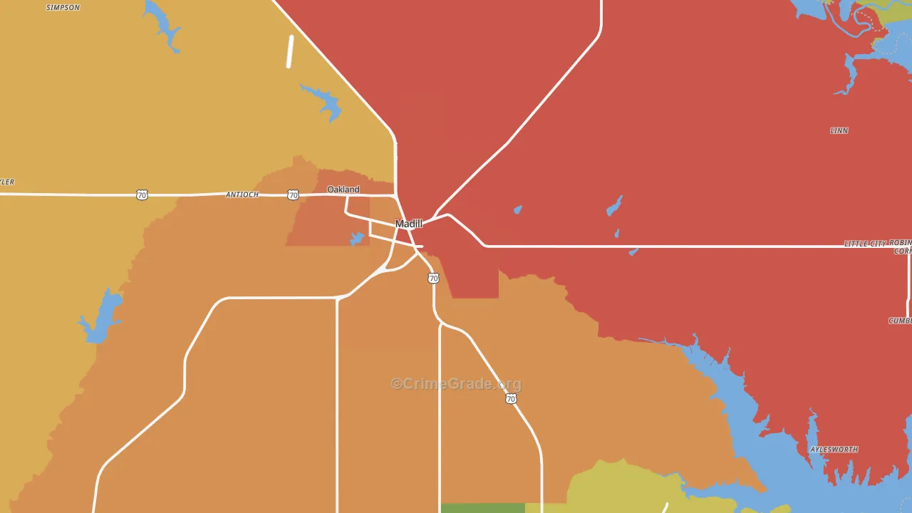 Madill, OK Map of Murder Rates