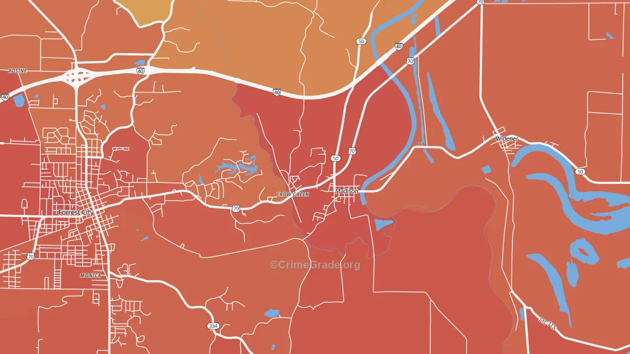Madison, AR Map of Murder Rates