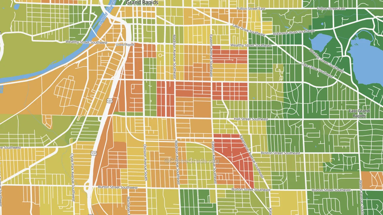 Madison Area, Grand Rapids, MI Map of Murder Rates