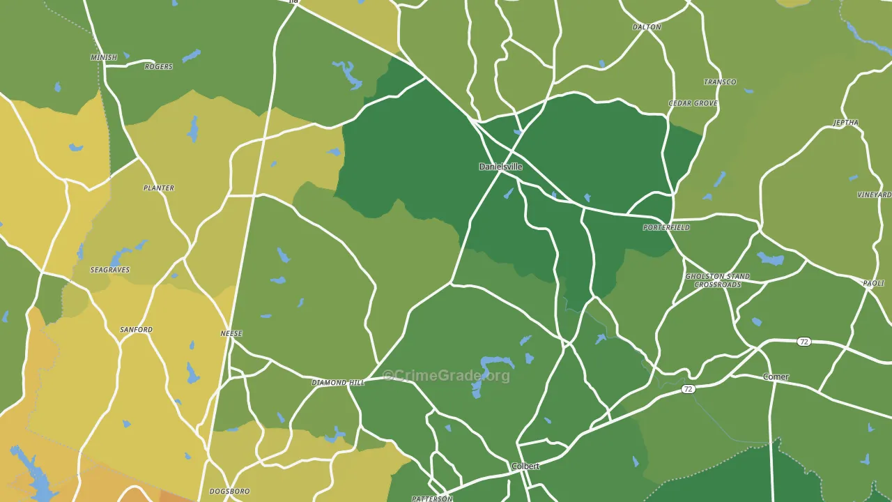Madison County, GA Map of Murder Rates
