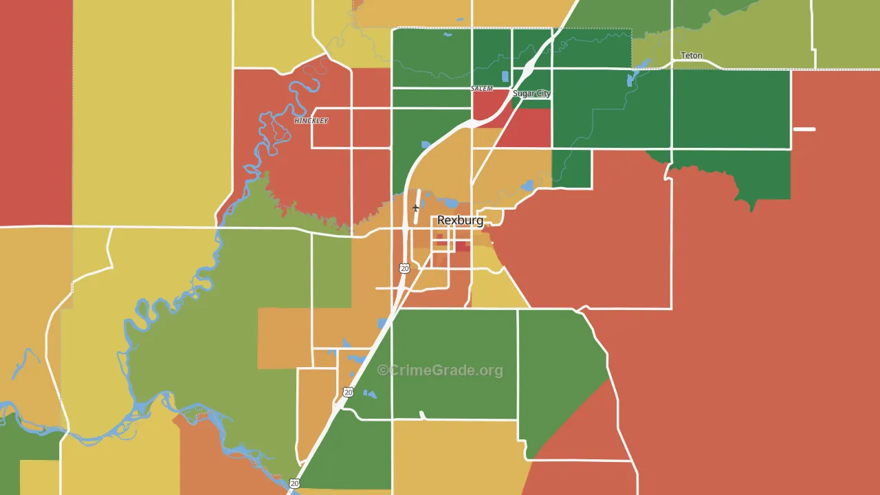 Madison County, ID Map of Murder Rates