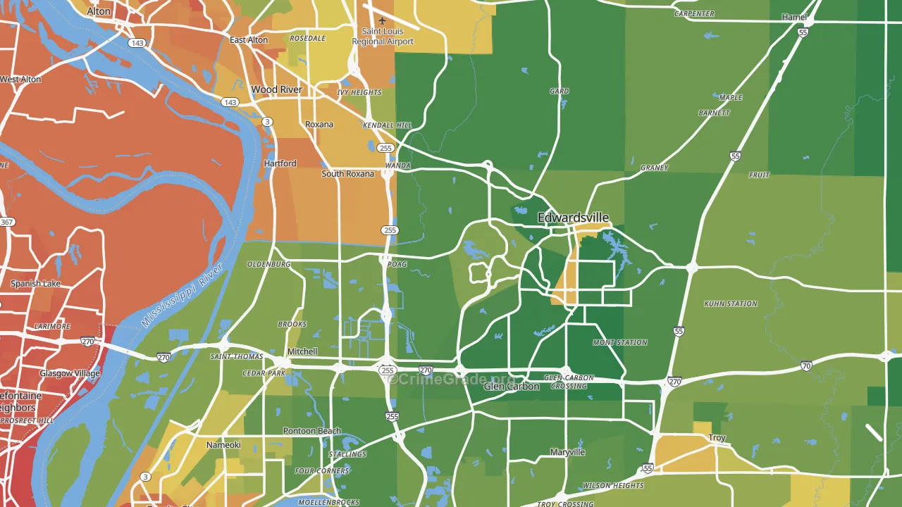 Madison County, IL Map of Murder Rates