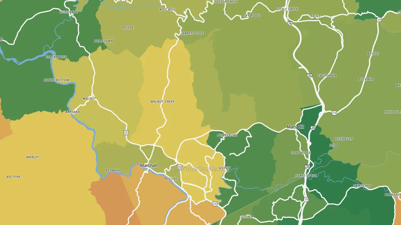 Madison County, NC Map of Murder Rates