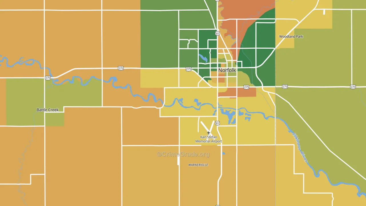 Madison County, NE Map of Murder Rates