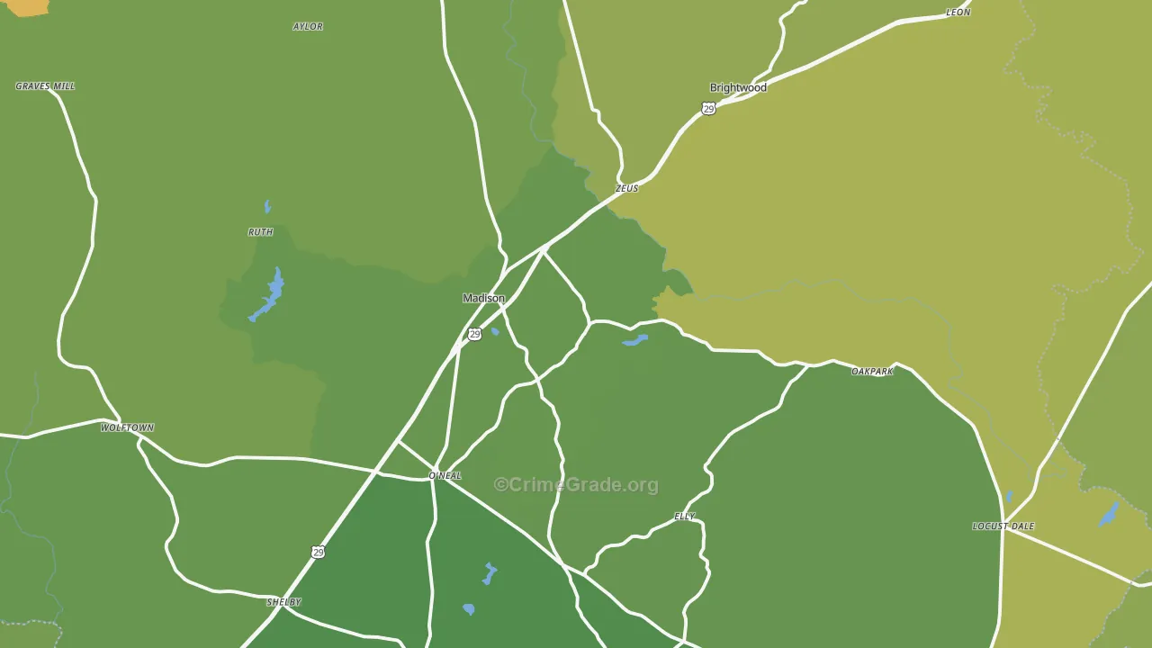 Madison County, VA Map of Murder Rates