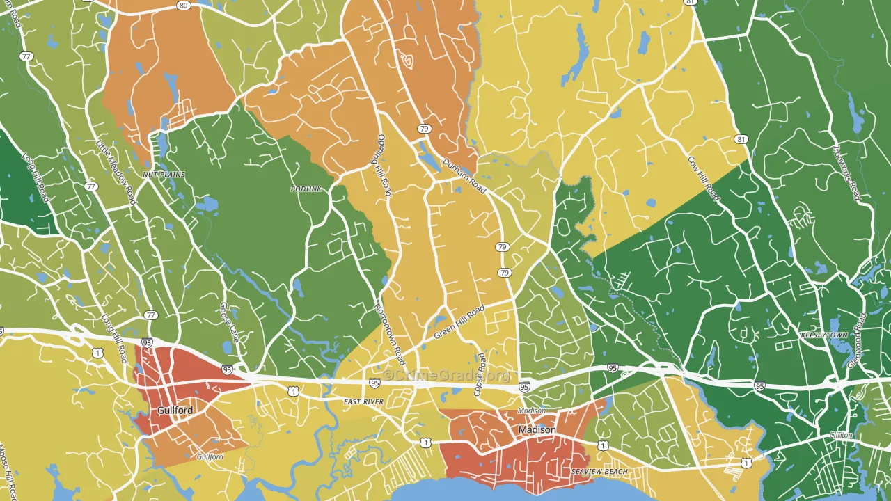 Madison, CT Map of Murder Rates