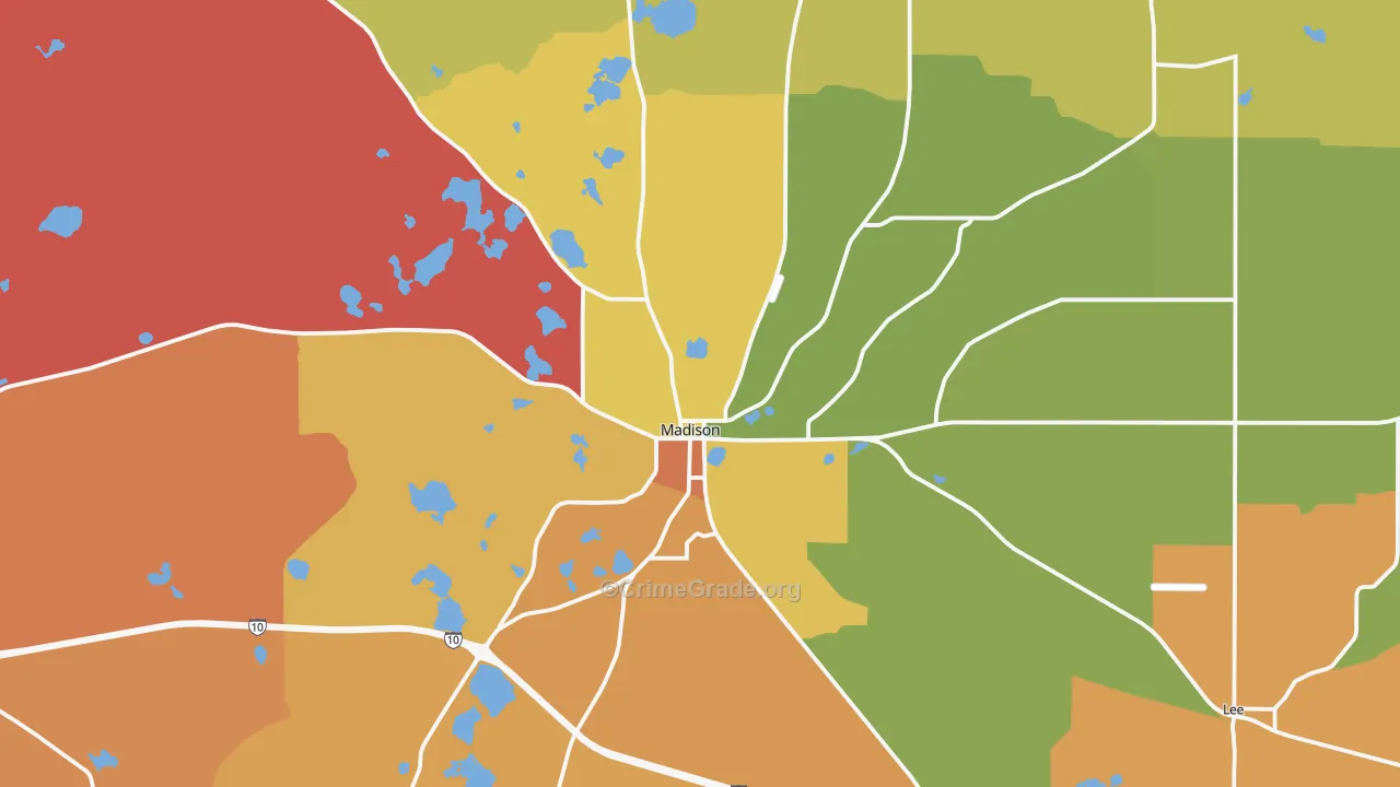 Madison, FL Map of Murder Rates