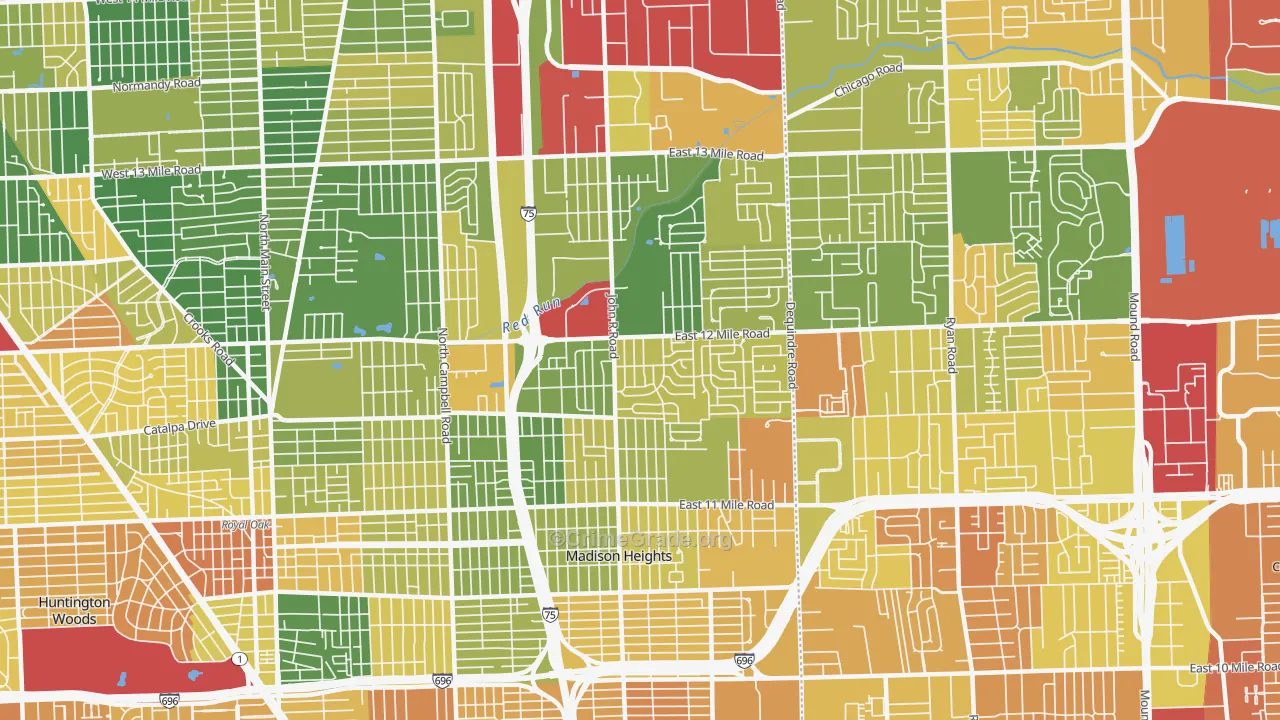 Madison Heights, MI Map of Murder Rates