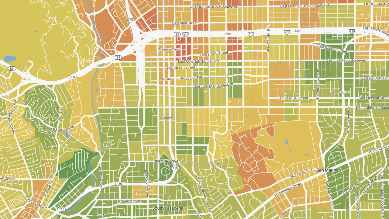 Madison Heights, Pasadena, CA Map of Murder Rates