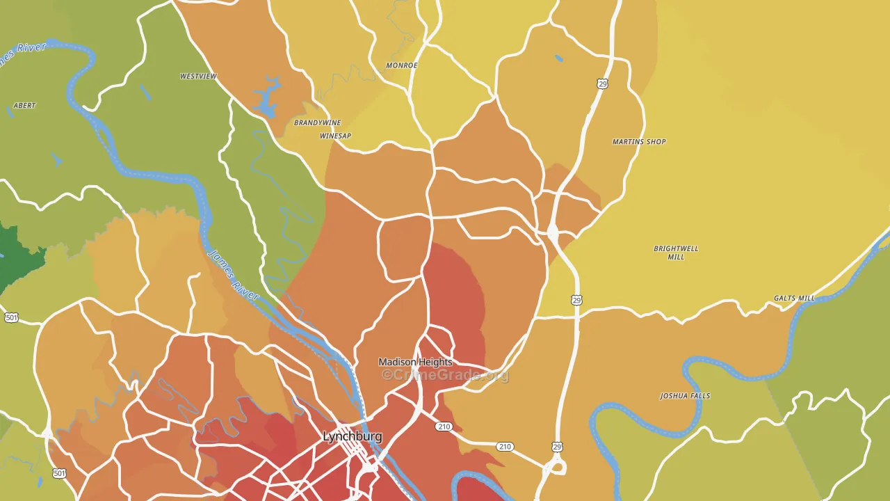 Madison Heights, VA Map of Murder Rates