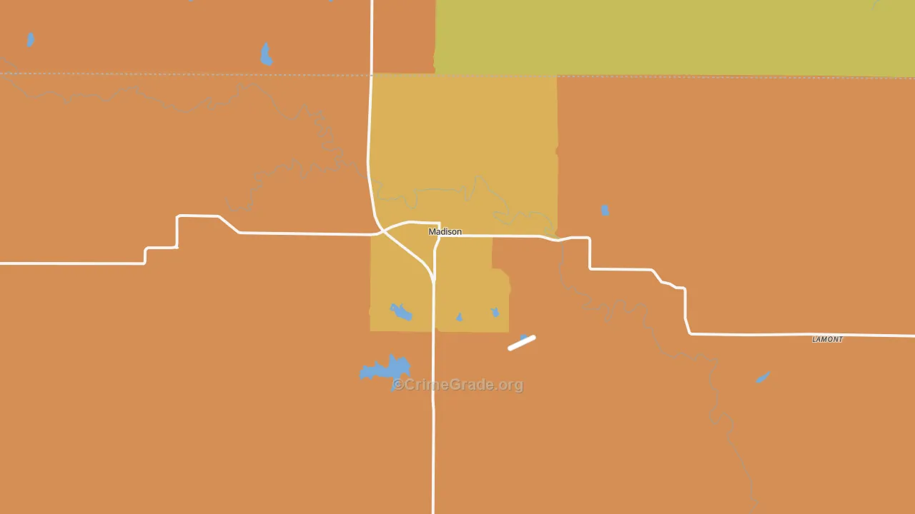 Madison, KS Map of Murder Rates