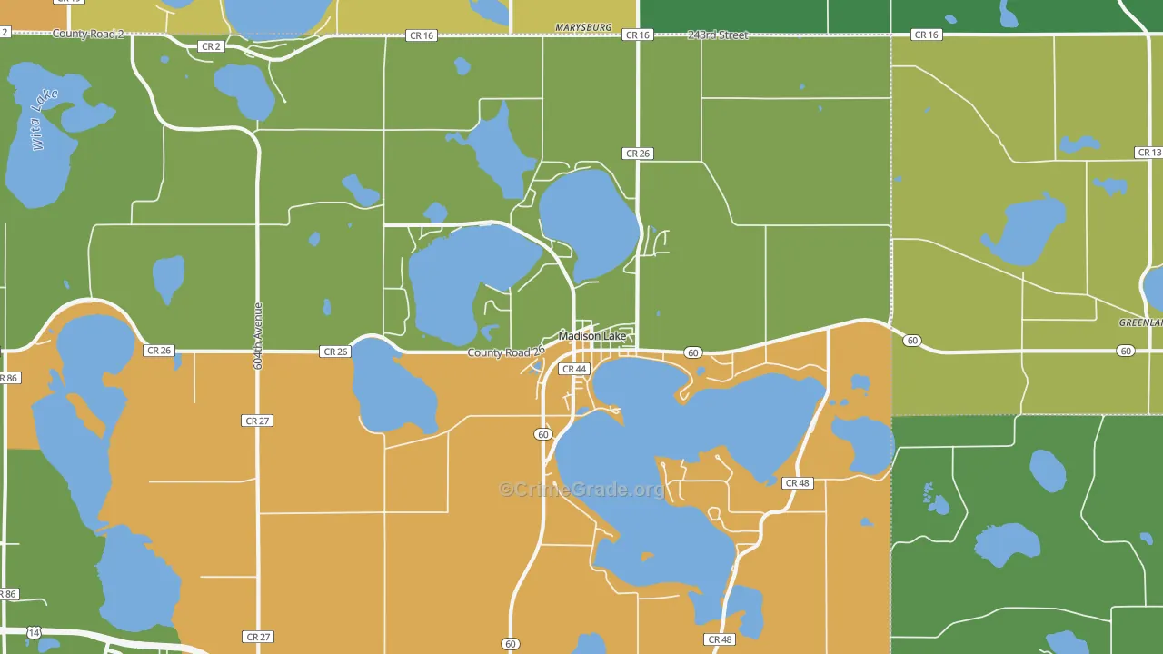 Madison Lake, MN Map of Murder Rates