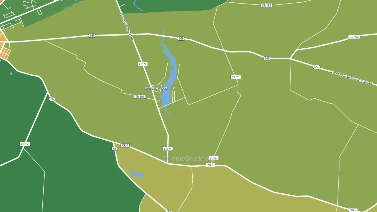 Madison Lake, OH Map of Murder Rates