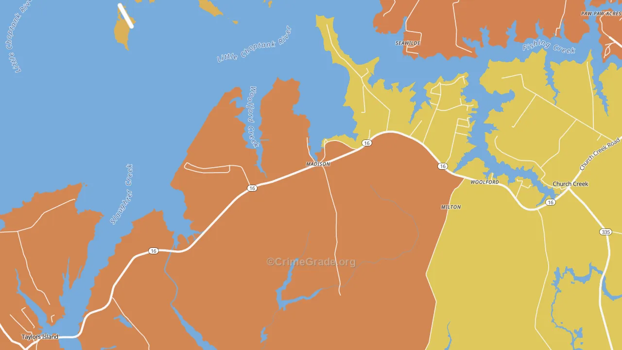 Madison, MD Map of Murder Rates