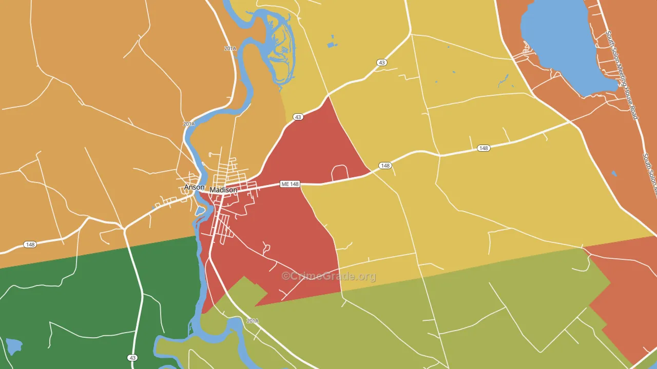 Madison, ME Map of Murder Rates