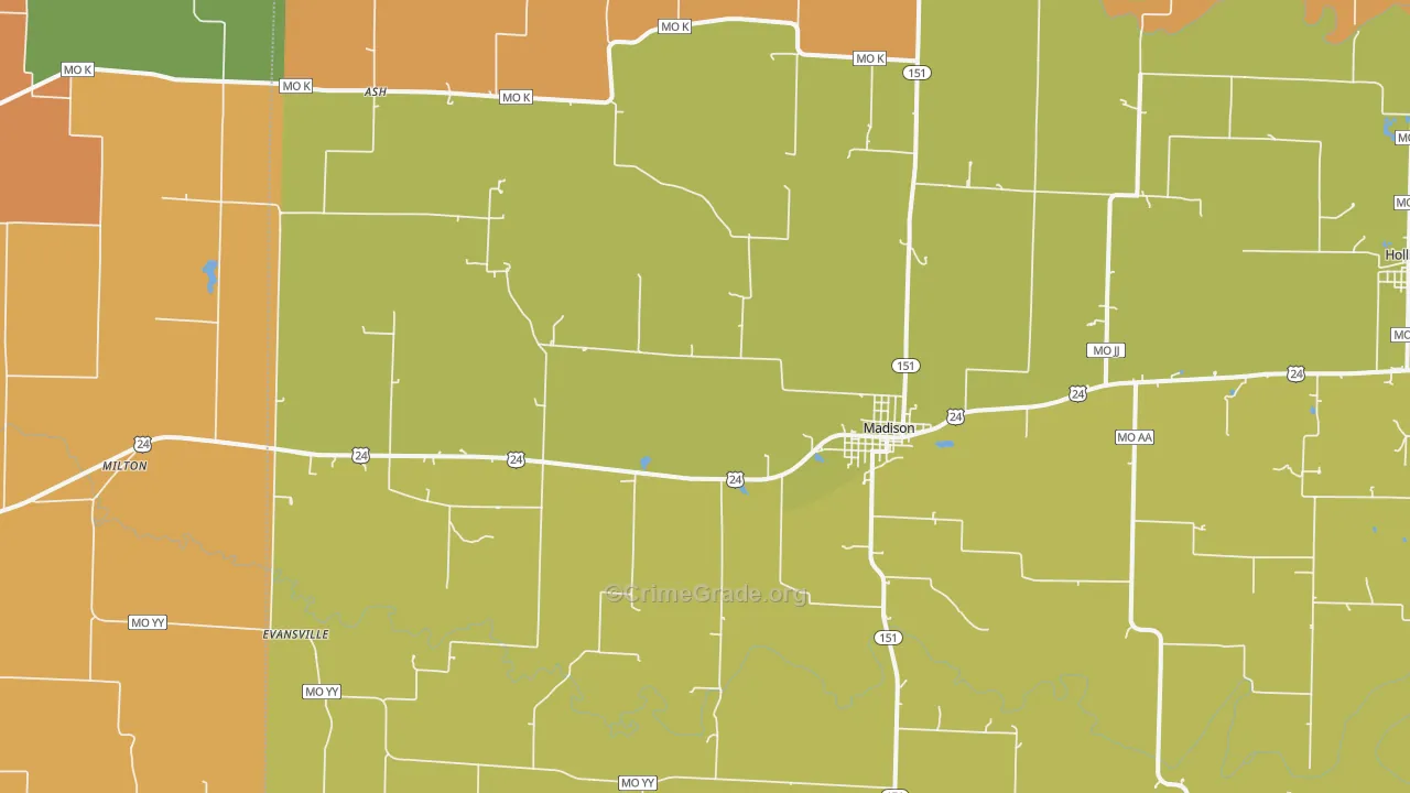Madison, MO Map of Murder Rates
