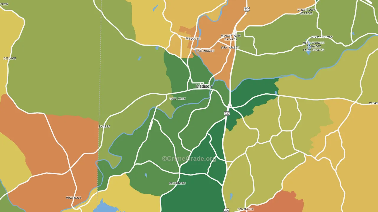 Madison, NC Map of Murder Rates